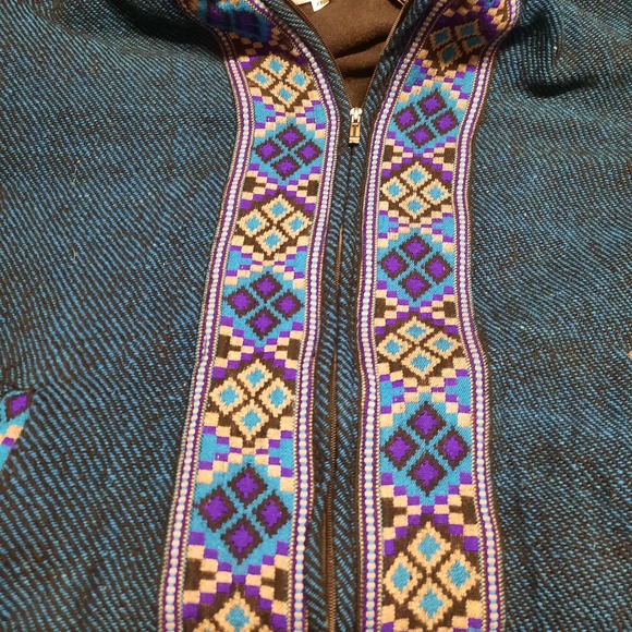 Sabai Sabai Blue Aztec Trim Hooded Zip Up Jacket XL - Picture 7 of 7